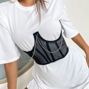 Chain Detail Corset Laced Up Back - Size S